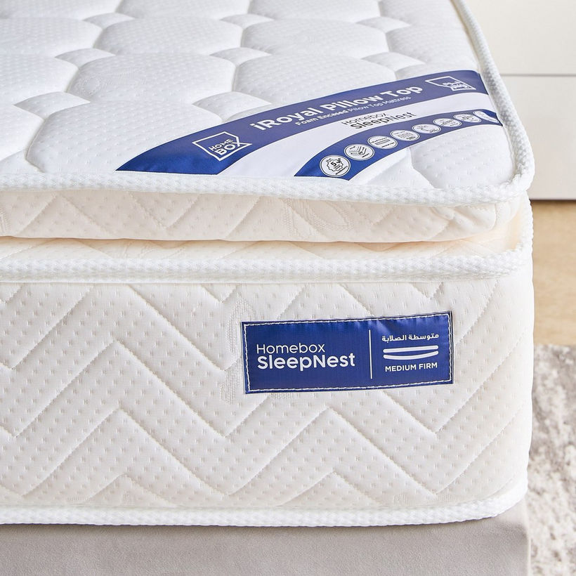 SleepNest iRoyal Pillow Top Medium Firm Bonnell Spring Queen Mattress - 160x200x30 cm - Image 8