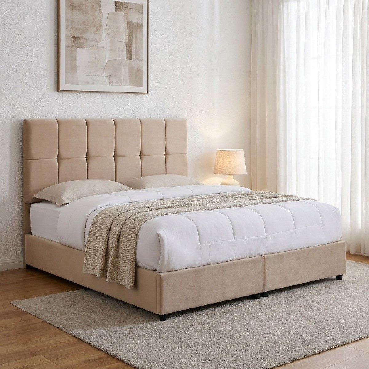 Movo Nordica Pebble Upholstered King Bed - 180x200 cm