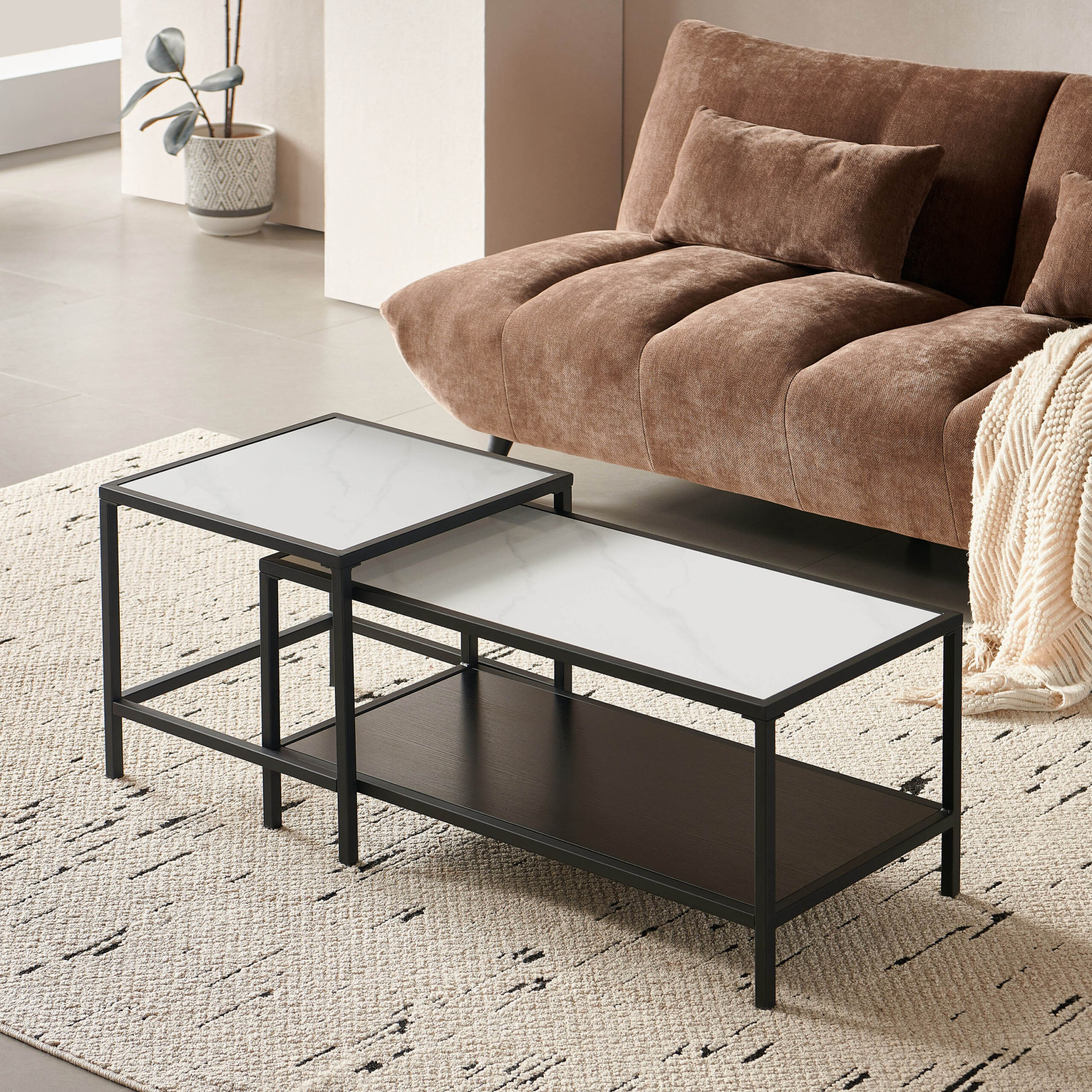 Roma Tory Sintered Stone Coffee Table - Set of 2