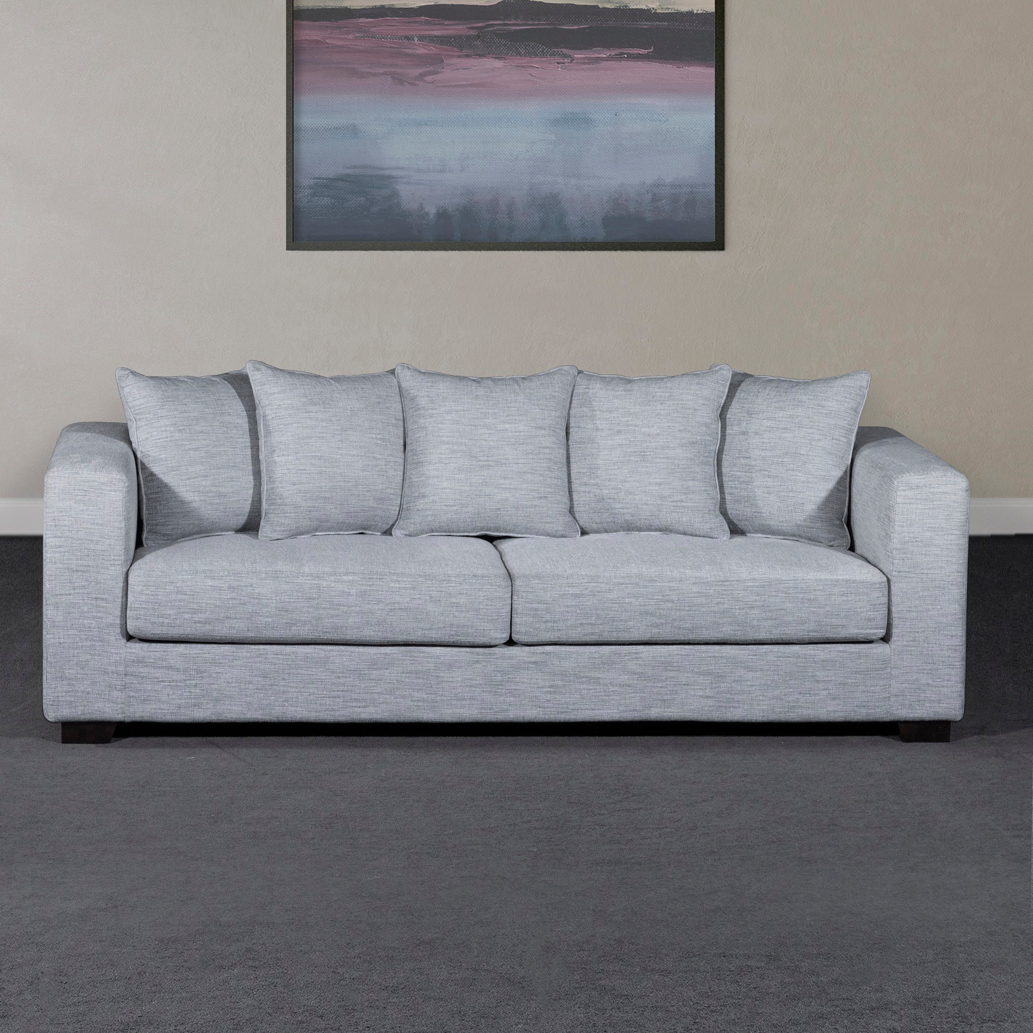 Aspen 3-Seater Fabric Sofa with 5 Cushions
