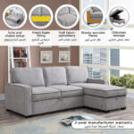 Venice Next 3-Seater Reversible Easy Clean Fabric Corner Sofa Bed with Storage