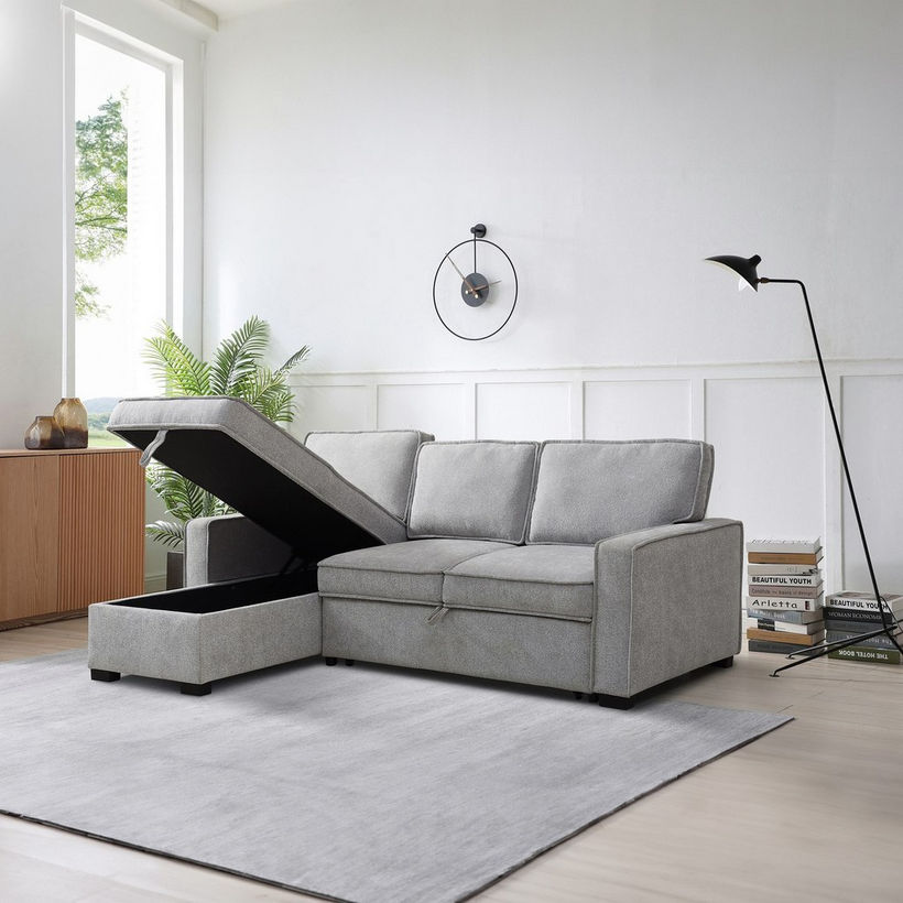 Venice Next 3-Seater Reversible Easy Clean Fabric Corner Sofa Bed with Storage - Image 3
