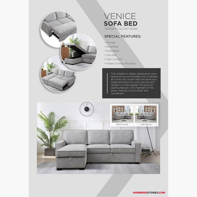 Venice Next 3-Seater Reversible Easy Clean Fabric Corner Sofa Bed with Storage - Image 18