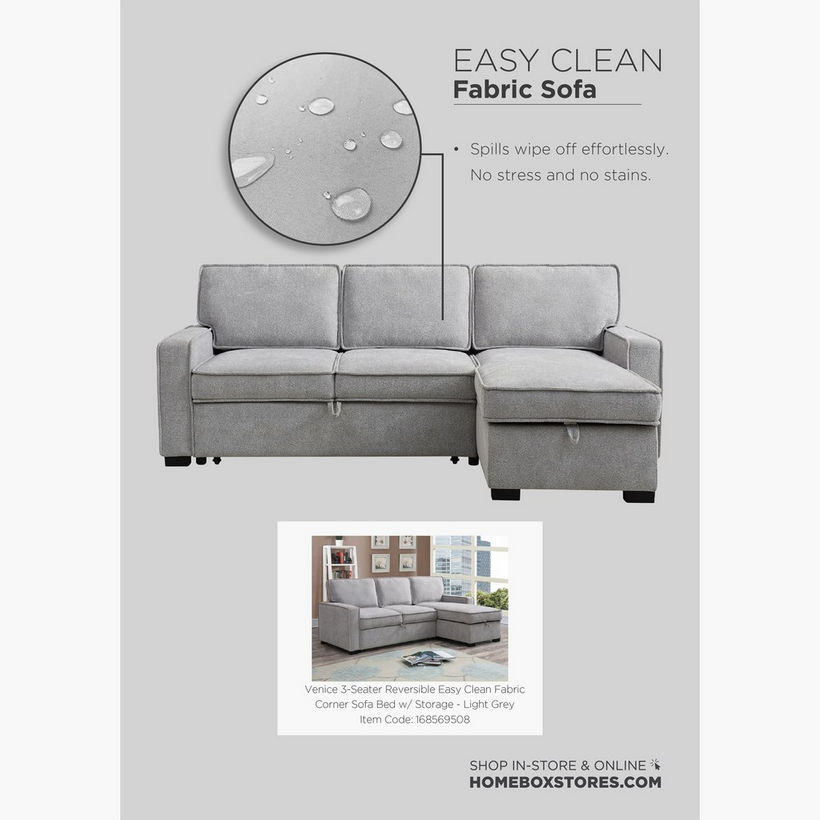 Venice Next 3-Seater Reversible Easy Clean Fabric Corner Sofa Bed with Storage - Image 20