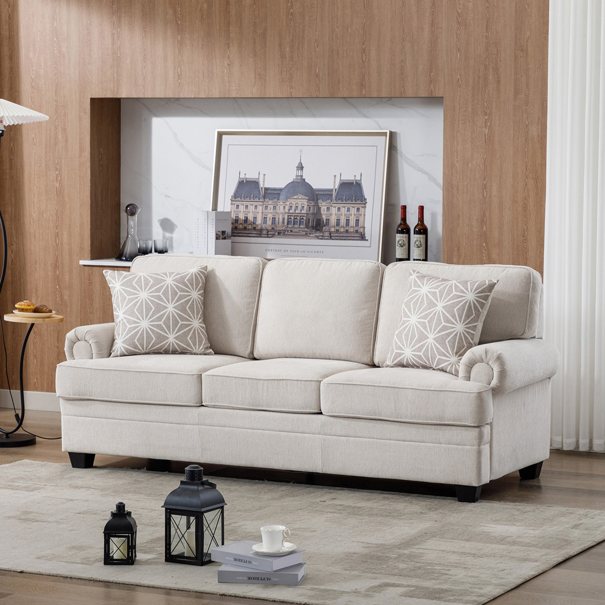 Ashton NXT 3-Seater Easy Clean Fabric Sofa with 2 Cushions