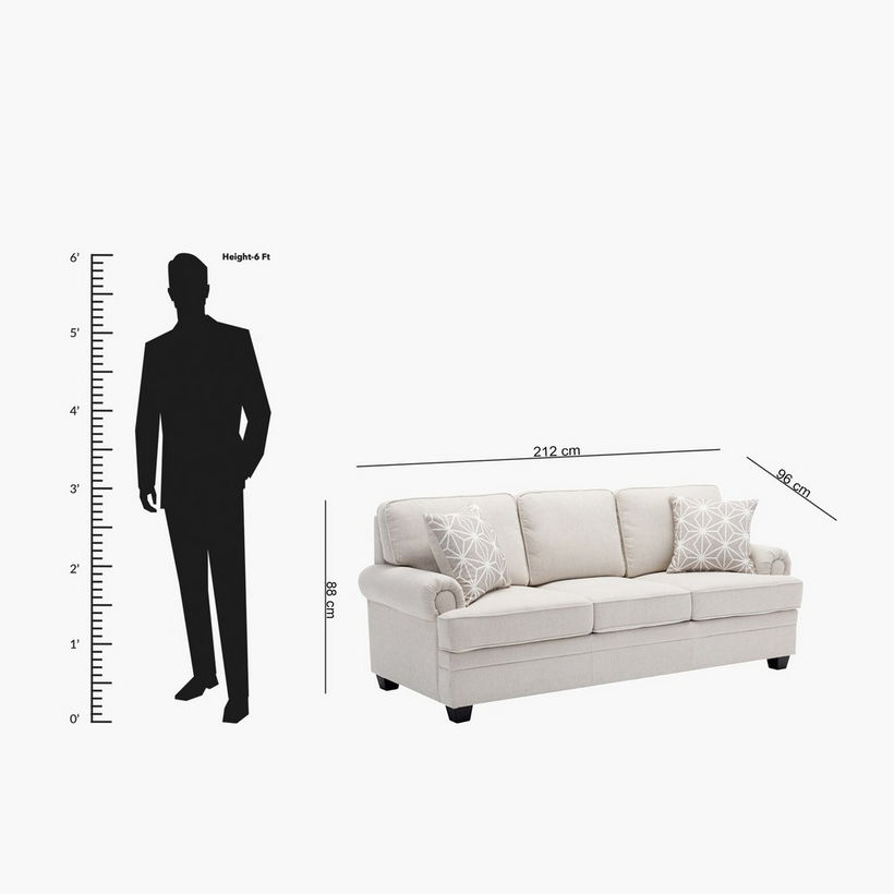 Ashton NXT 3-Seater Easy Clean Fabric Sofa with 2 Cushions - Image 12