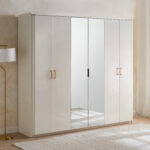 Umbria 6-Door Wardrobe with Drawer and High Gloss Mirror