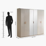 Umbria 6-Door Wardrobe with Drawer and High Gloss Mirror