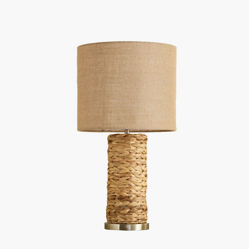 Naturel Seagrass Table Lamp with Linen Shade - 33x61 cm - Image 2