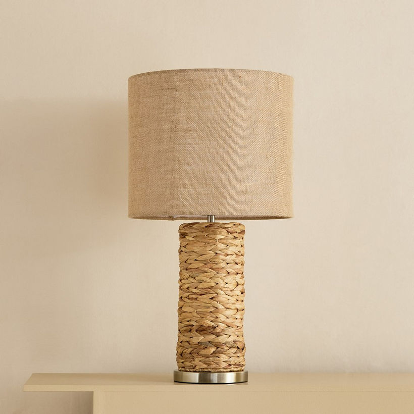 Naturel Seagrass Table Lamp with Linen Shade - 33x61 cm - Image 6