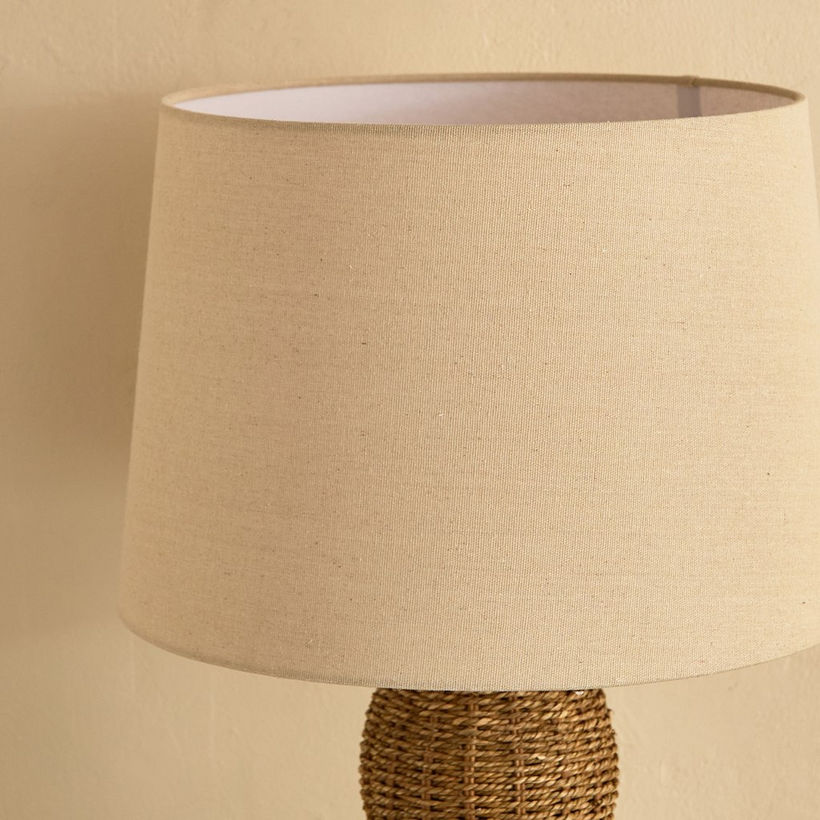 Naturel Grass Rope Table Lamp with Linen Shade - 36x62 cm - Image 8