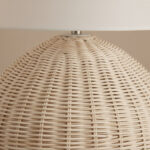Naturel Rattan Table Lamp with Linen Shade - 36x58 cm