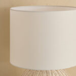 Naturel Rattan Table Lamp with Linen Shade - 36x58 cm