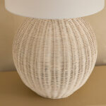 Naturel Rattan Table Lamp with Linen Shade - 36x58 cm