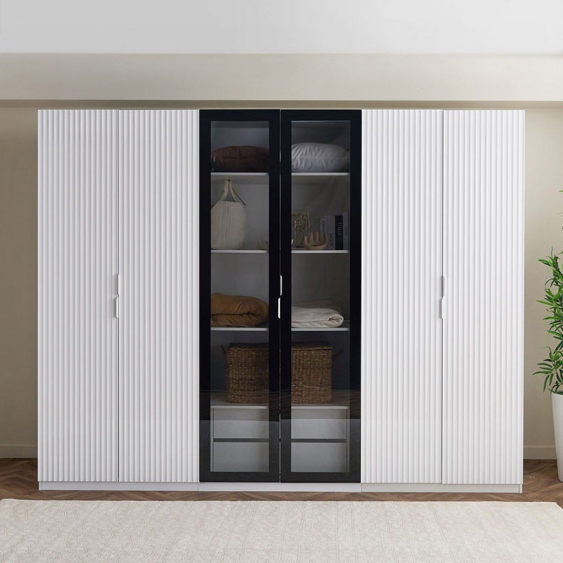 Arctic Smart 6-Door Wardrobe with Transparent Glass and 2 Drawers - Image 3