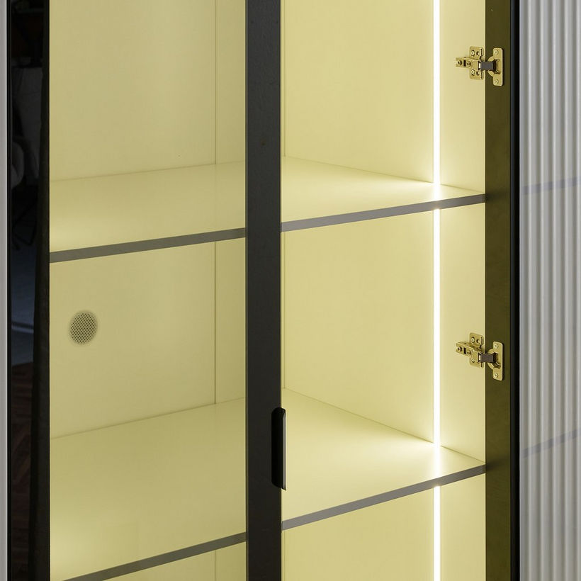 Arctic Smart 6-Door Wardrobe with Transparent Glass and 2 Drawers - Image 7