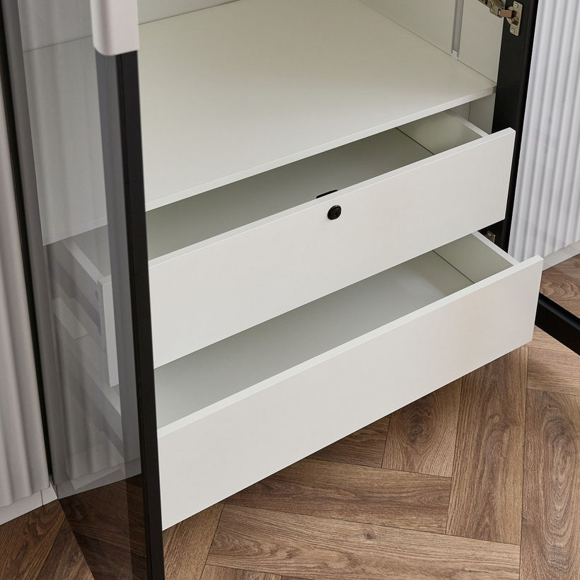 Arctic Smart 6-Door Wardrobe with Transparent Glass and 2 Drawers - Image 9