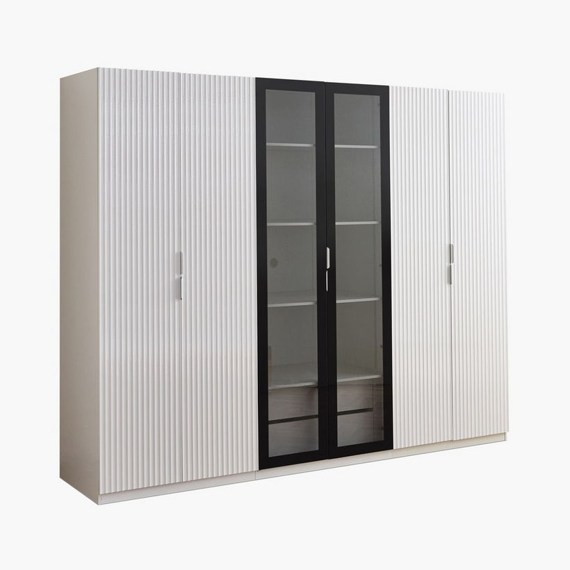 Arctic Smart 6-Door Wardrobe with Transparent Glass and 2 Drawers - Image 12