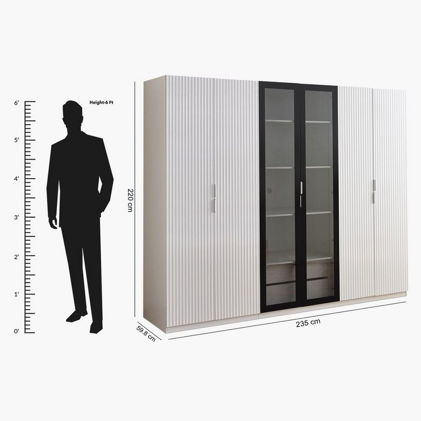 Arctic Smart 6-Door Wardrobe with Transparent Glass and 2 Drawers - Image 13