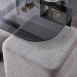 Movo-Catalina Glass Top Coffee Table with 4 Stools