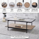 Baldwin Glass Top Coffee Table with Shelf