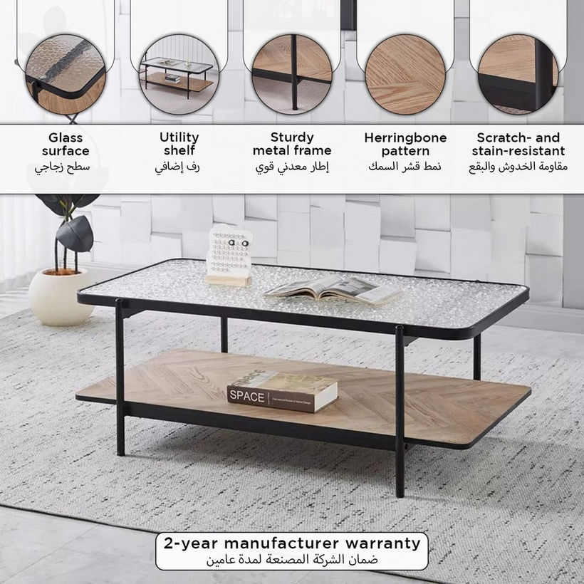 Baldwin Glass Top Coffee Table with Shelf - Image 2