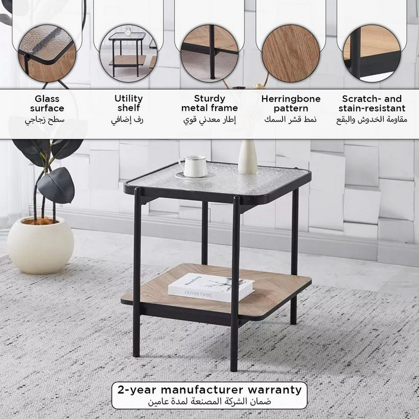 Baldwin Glass Top End Table with Shelf - Image 2