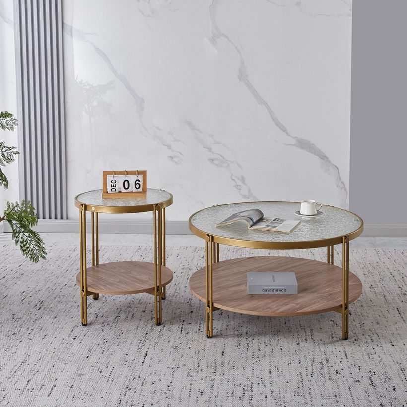 Leroy Round Glass Top Coffee Table with Shelf - Image 7