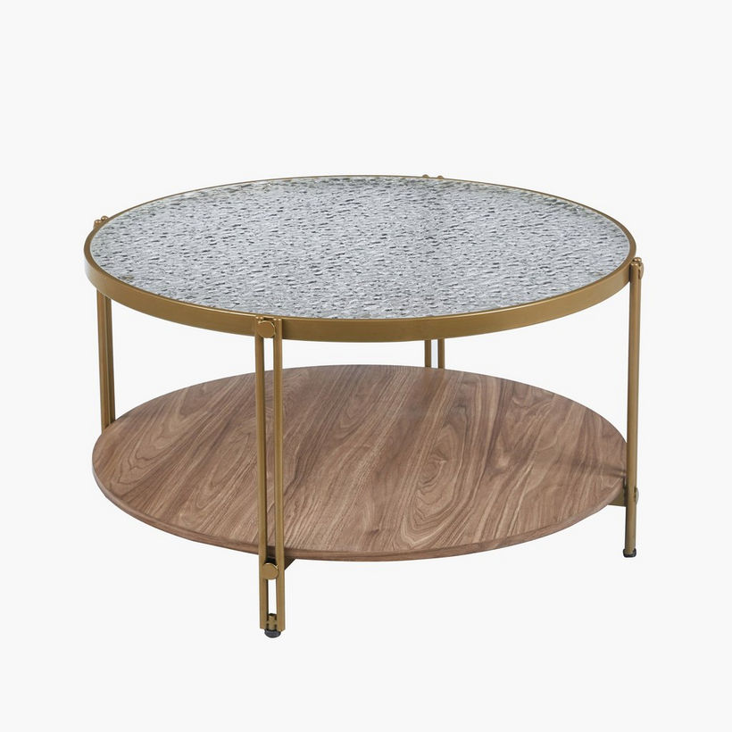 Leroy Round Glass Top Coffee Table with Shelf - Image 8