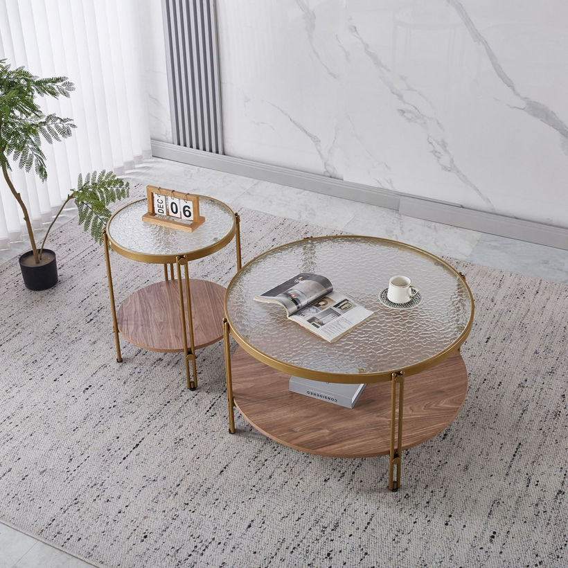 Leroy Round Glass Top End Table with Shelf - Image 6
