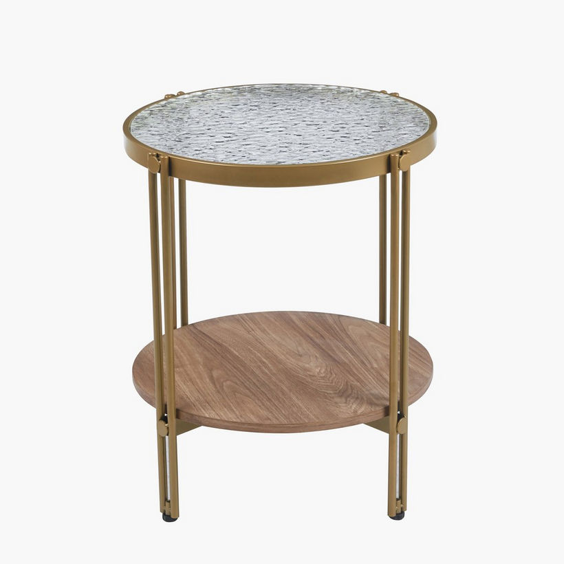 Leroy Round Glass Top End Table with Shelf - Image 8