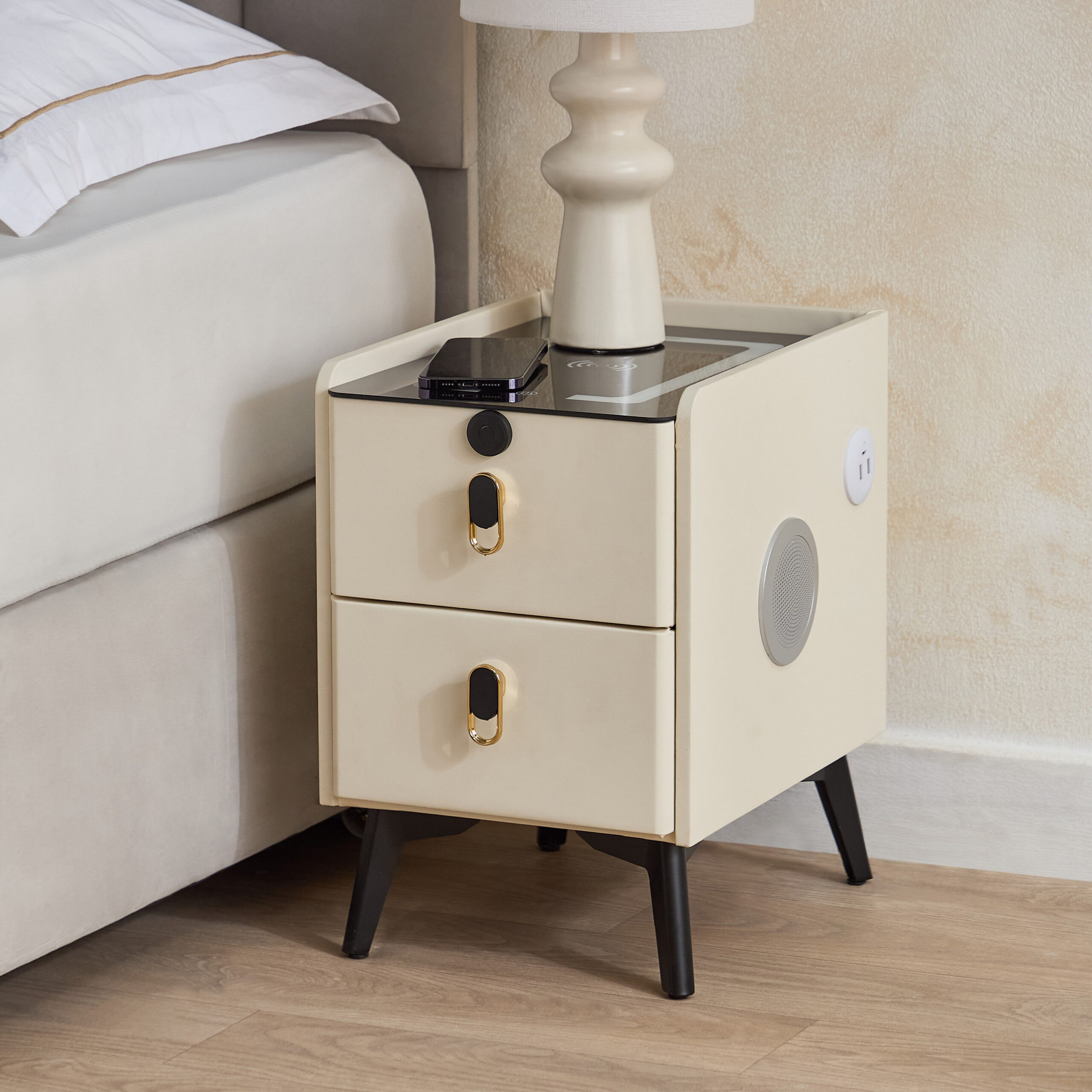 Ibiza Compact Smart 2-Drawer Compact Night Stand End Table