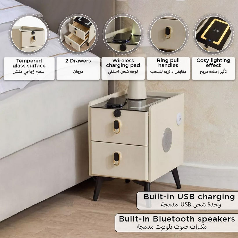 Ibiza Compact Smart 2-Drawer Compact Night Stand End Table - Image 2