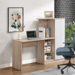 Alford Islet 1-Door Study Desk with Open Bookcase