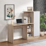Alford Islet 1-Door Study Desk with Open Bookcase