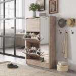 Malmo 3-Tier 18-Pair Shoe Cabinet with 1-Door and Mirror
