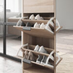 Malmo 3-Tier 18-Pair Shoe Cabinet with 1-Door and Mirror