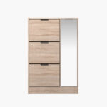 Malmo 3-Tier 18-Pair Shoe Cabinet with 1-Door and Mirror