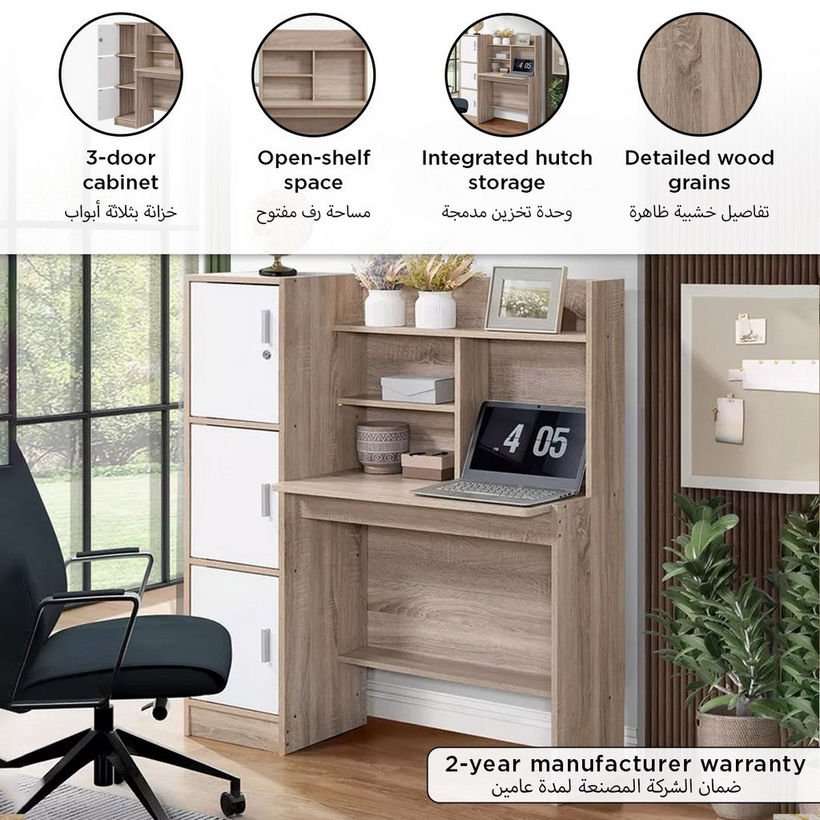 Cooper Islet 3-Door Study Desk with Hutch - Image 2