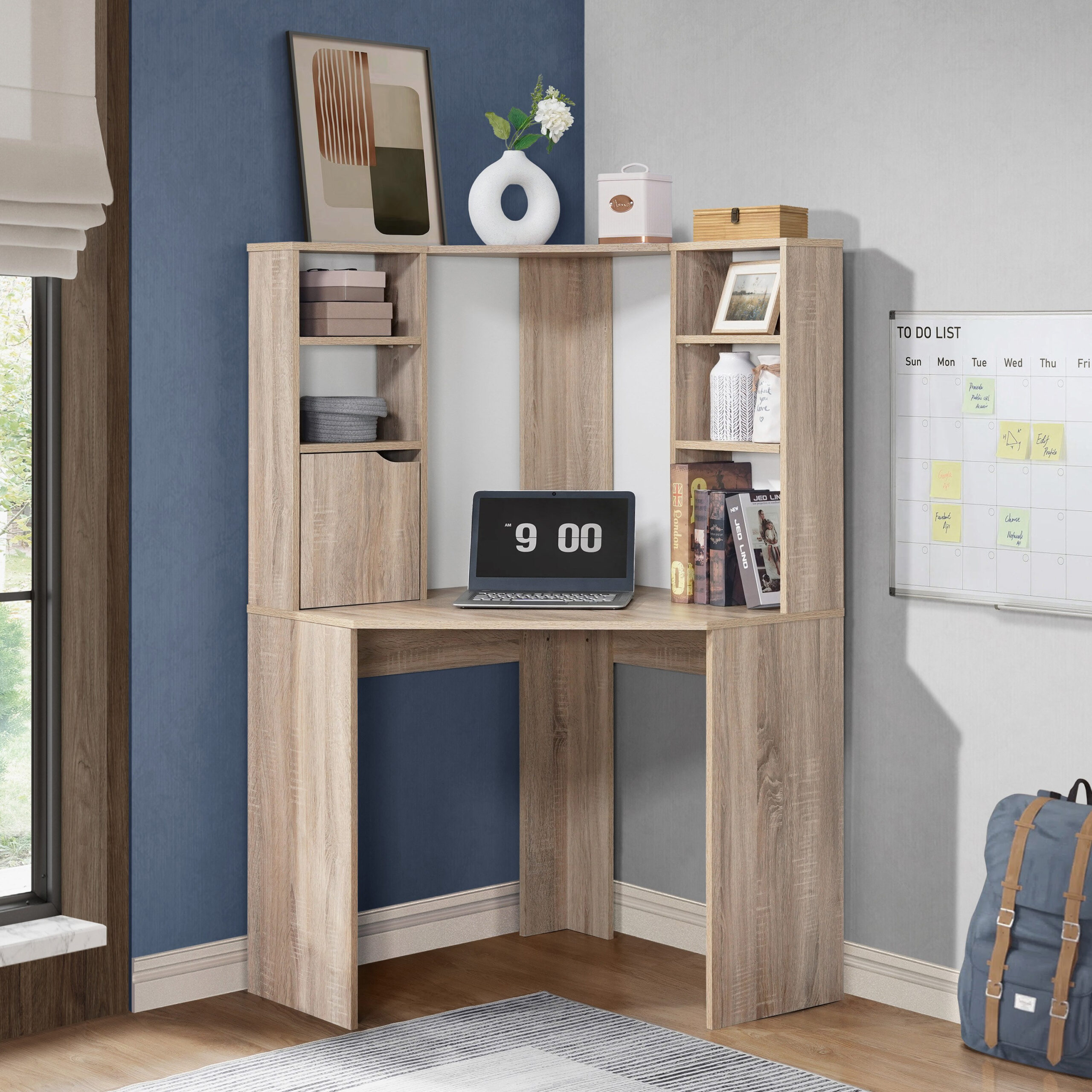 Alford Patara Compact Corner Study Desk with Hutch