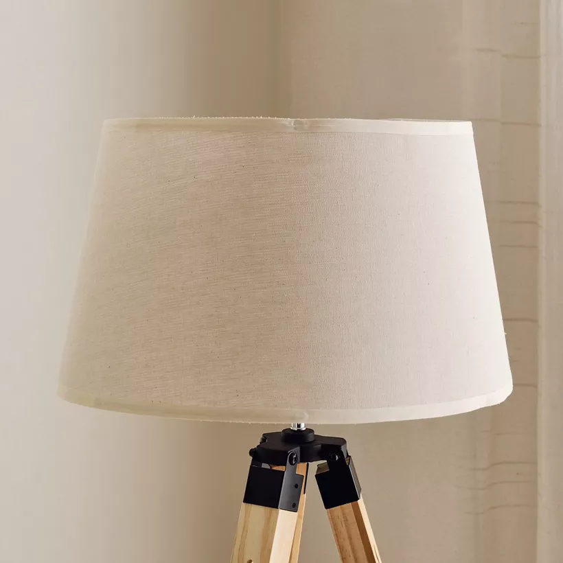 Zimmer Solid Wood Tripod Floor Lamp with Fabric Shade - 35x145 cm - Image 5