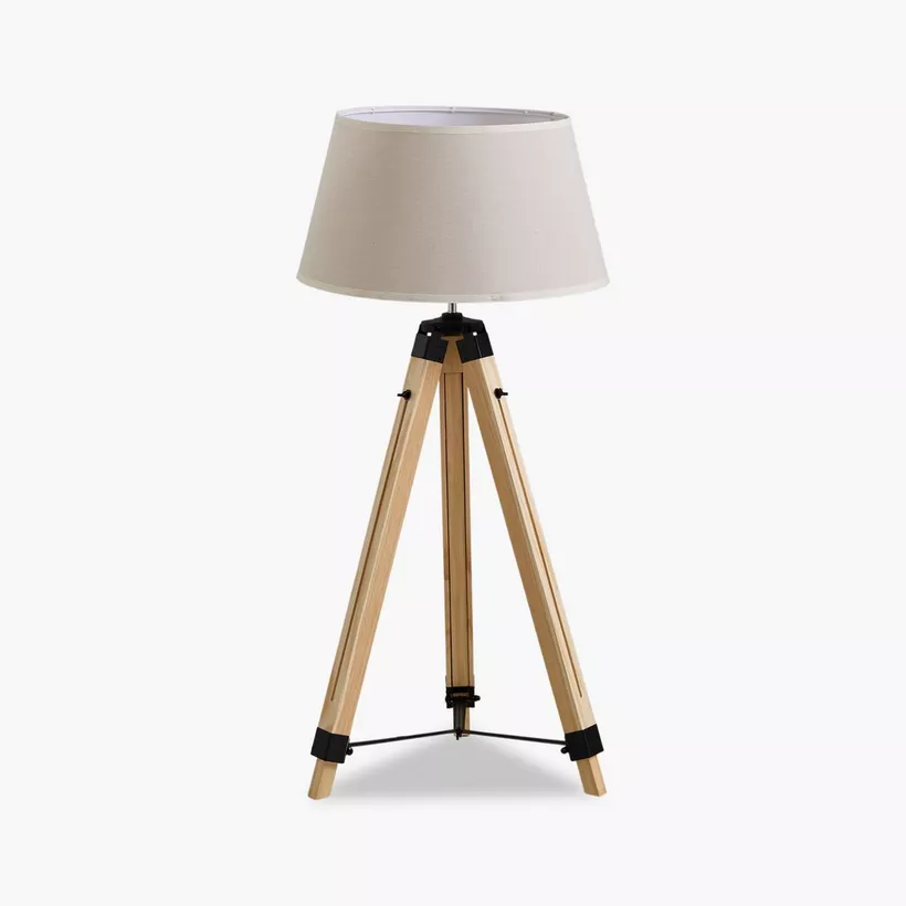 Zimmer Solid Wood Tripod Floor Lamp with Fabric Shade - 35x145 cm - Image 8