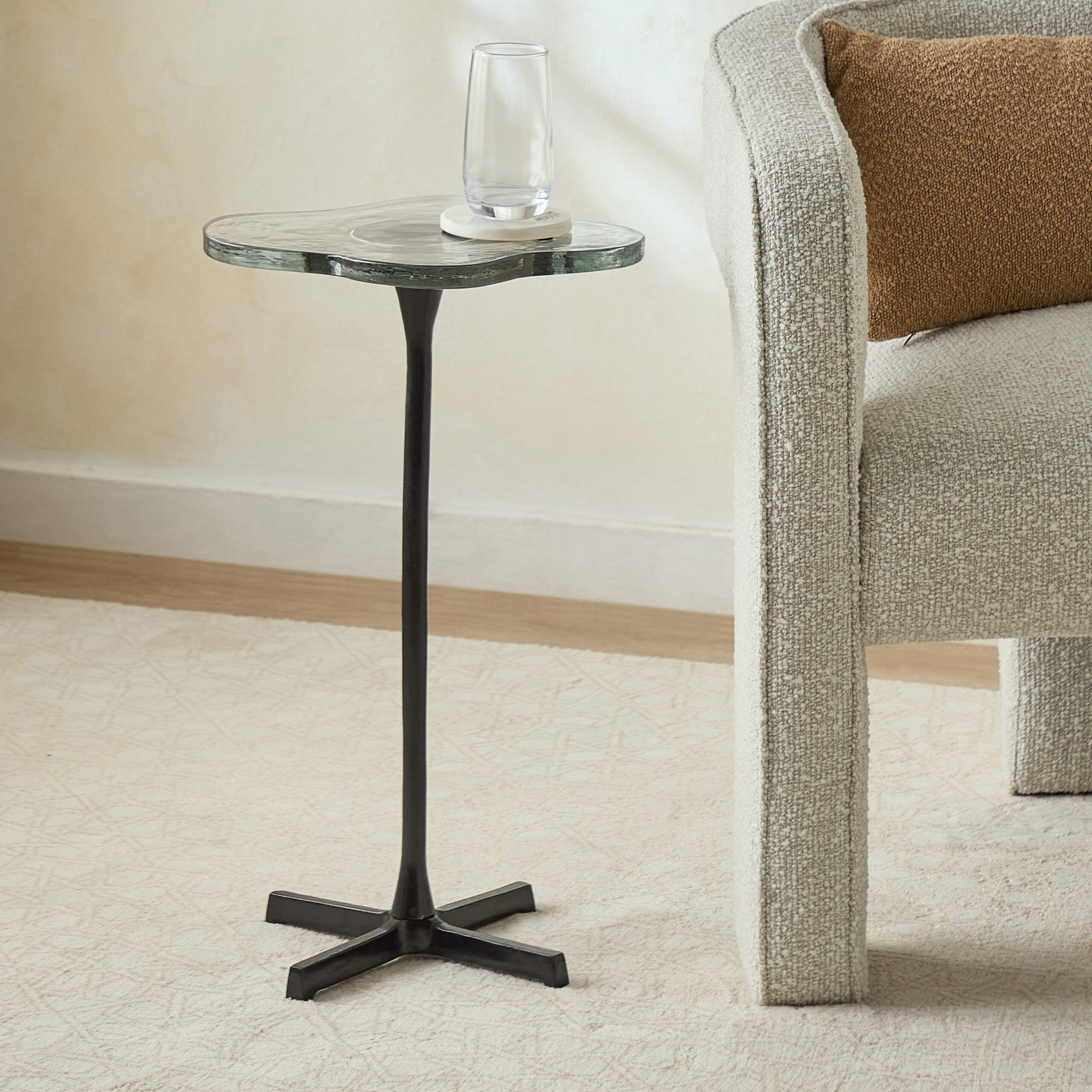 Trim Glass Top Accent Table