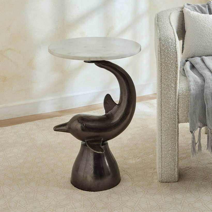 Dolphine Geniune Marble Accent Table - Image 3