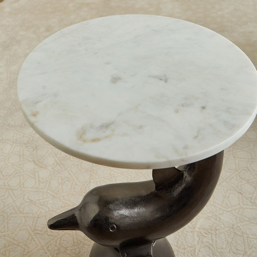 Dolphine Geniune Marble Accent Table - Image 4