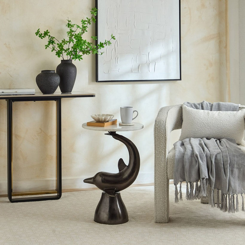 Dolphine Geniune Marble Accent Table - Image 6