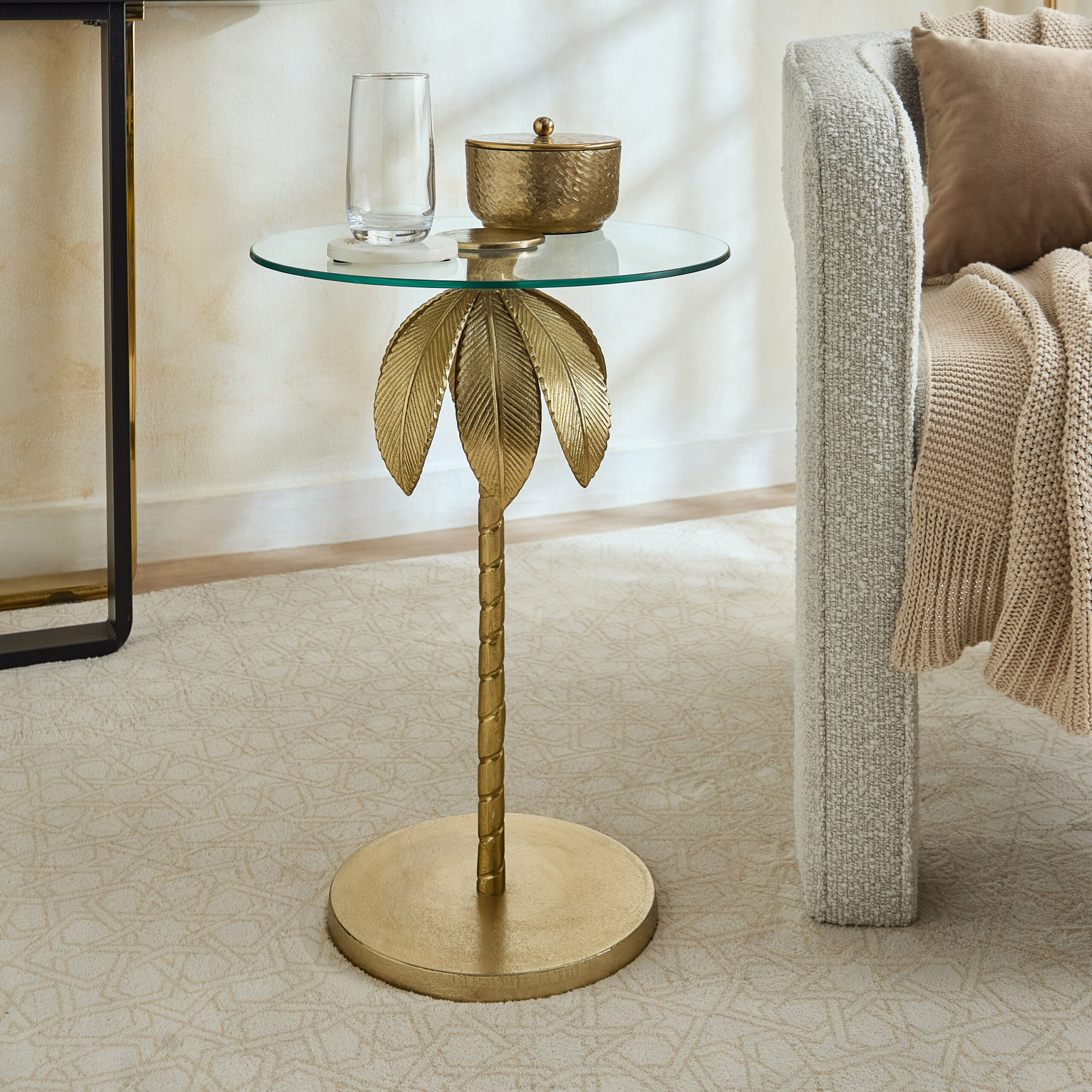 Mavi Glass Top Accent Table