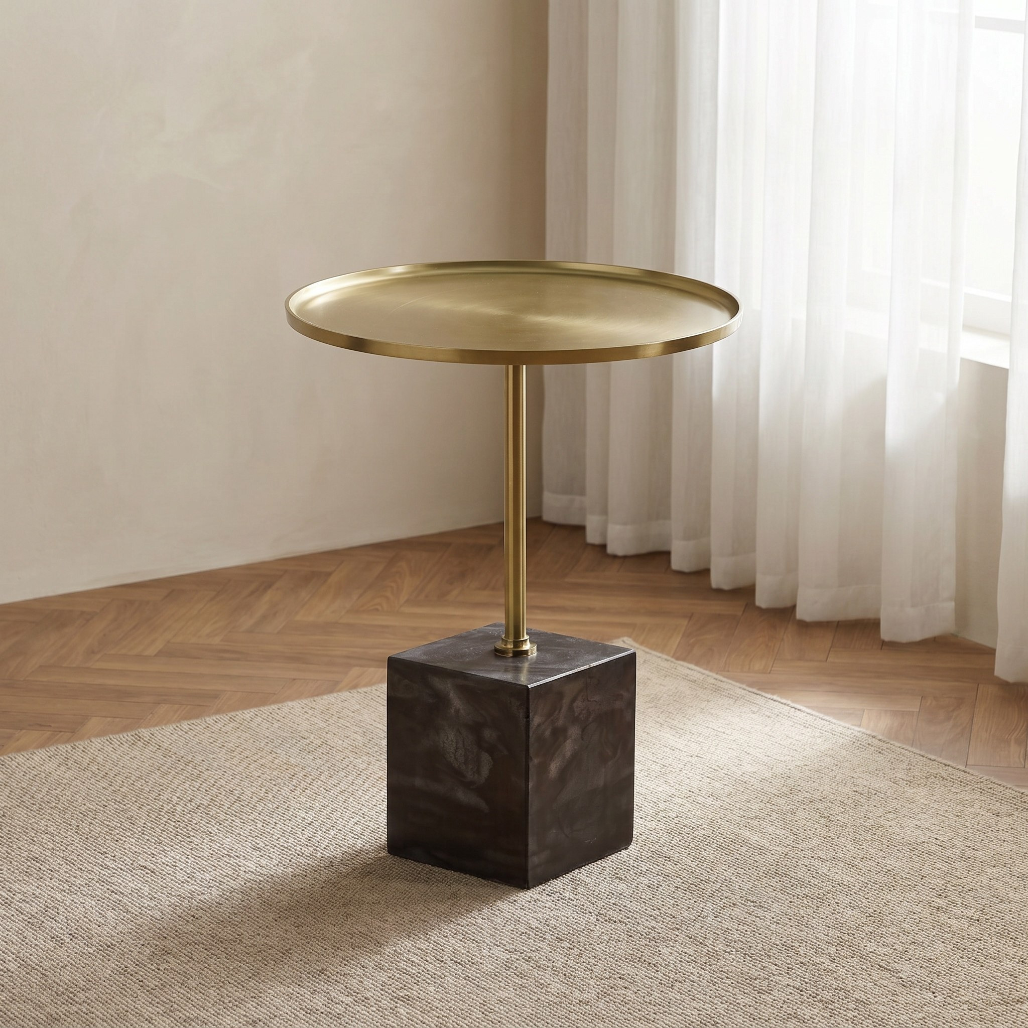 Cavon Magma Geniune Marble Base Accent Table