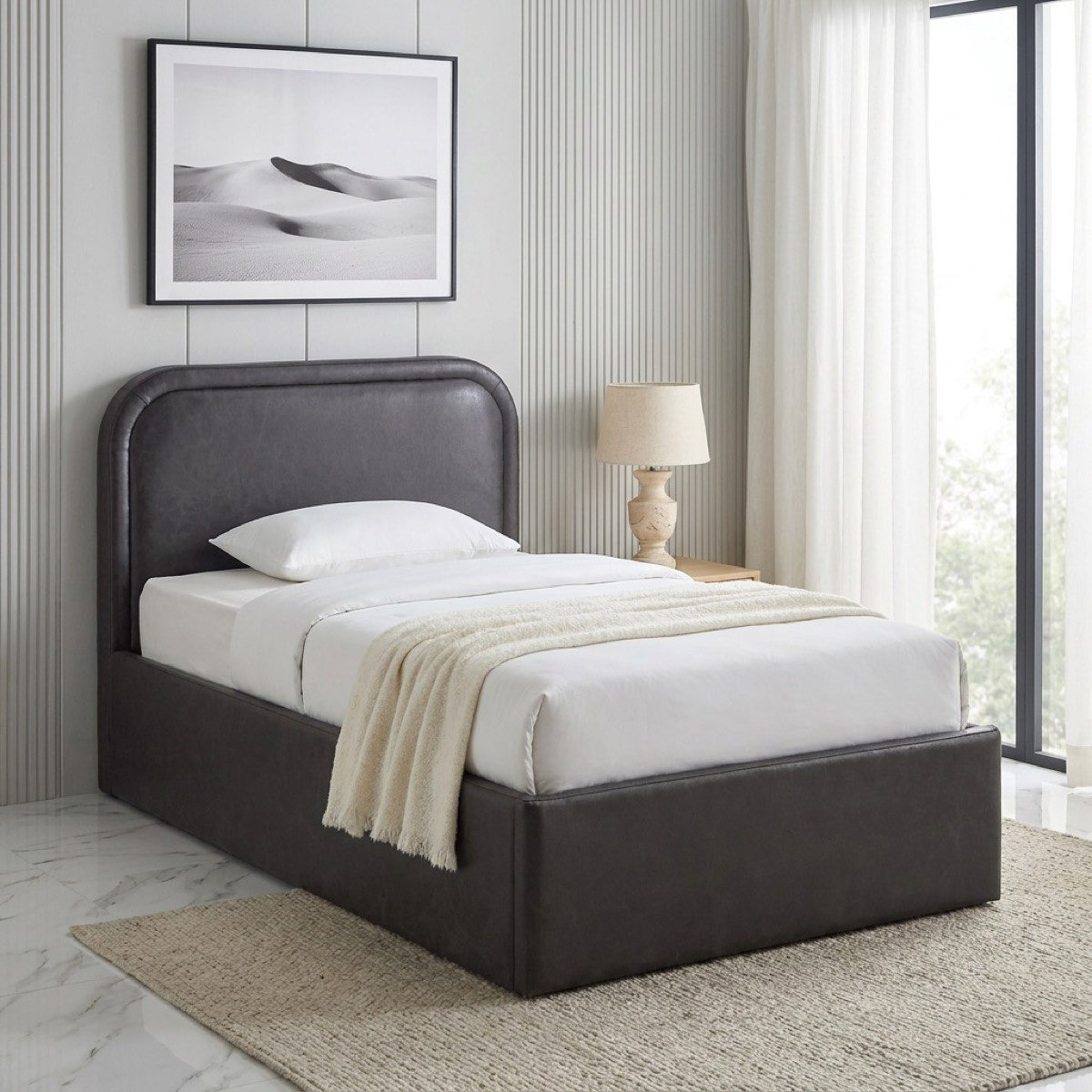 Movo Nordica Opal Upholstered Single Bed - 90x200 cm