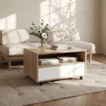 Cebu Compact Coffee Table with Drawer and Castor wheels